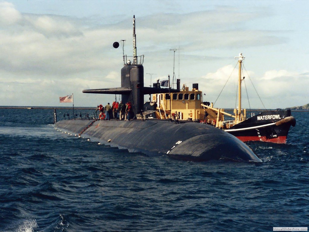 USS Memphis (SSN-691) anchored out near Plymouth, England 1989